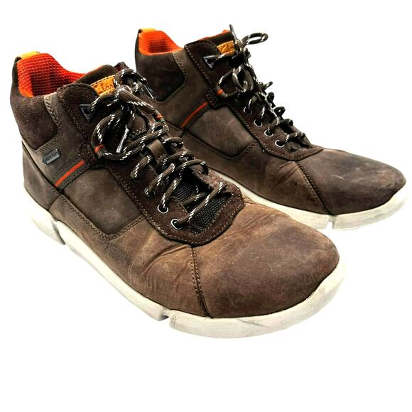 CLARKS Men's 12 Triman Up Gtx Brown Mushroom Combi Lea Hiking Boots Outdoor GORP - Picture 2 of 11